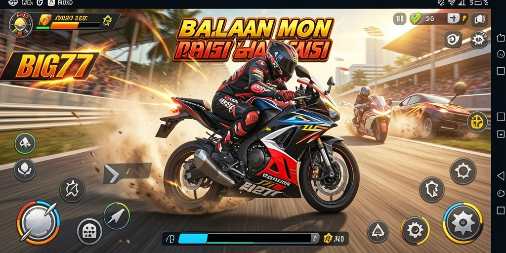 Tampilan gameplay menarik dari balapan motor BIG77.