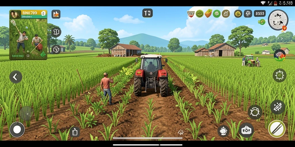 Screenshot dari gameplay BNI789 yang menunjukkan petualangan bertani seru.