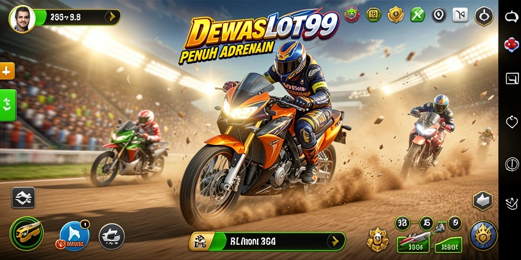 Screenshot gameplay DEWASLOT99 menunjukkan aksi balapan penuh ketegangan.