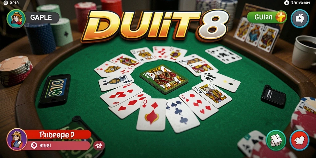 Tampilan gameplay seru dalam permainan Gaple DUIT8.