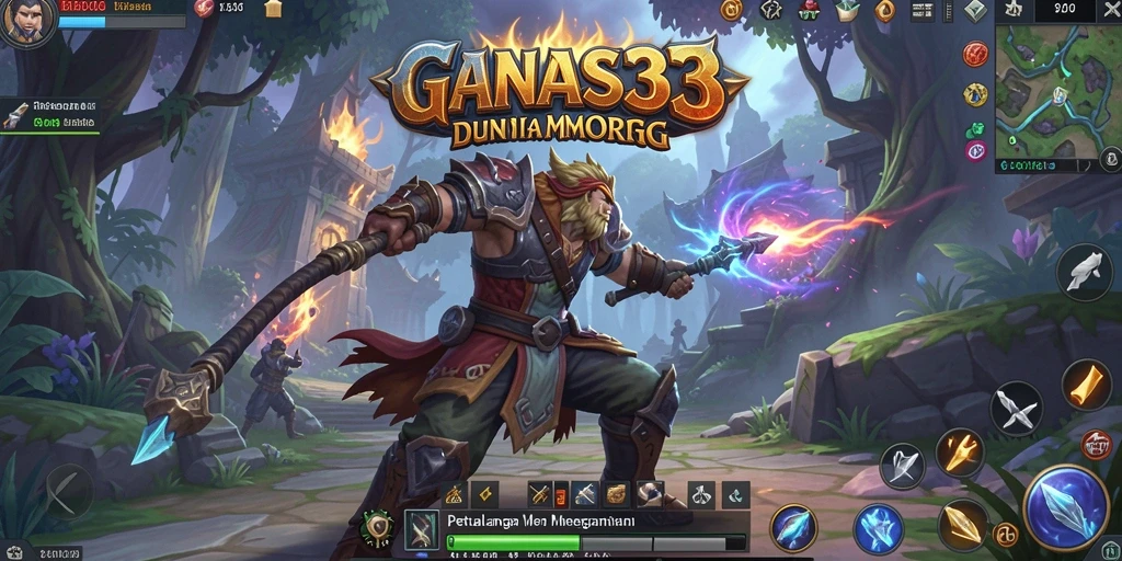 Gambar menampilkan pertarungan epik dalam dunia MMORPG yang menakjubkan.