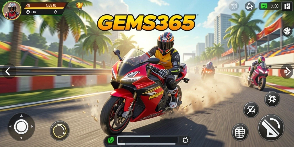 Gameplay seru dalam balapan motor yang menantang.