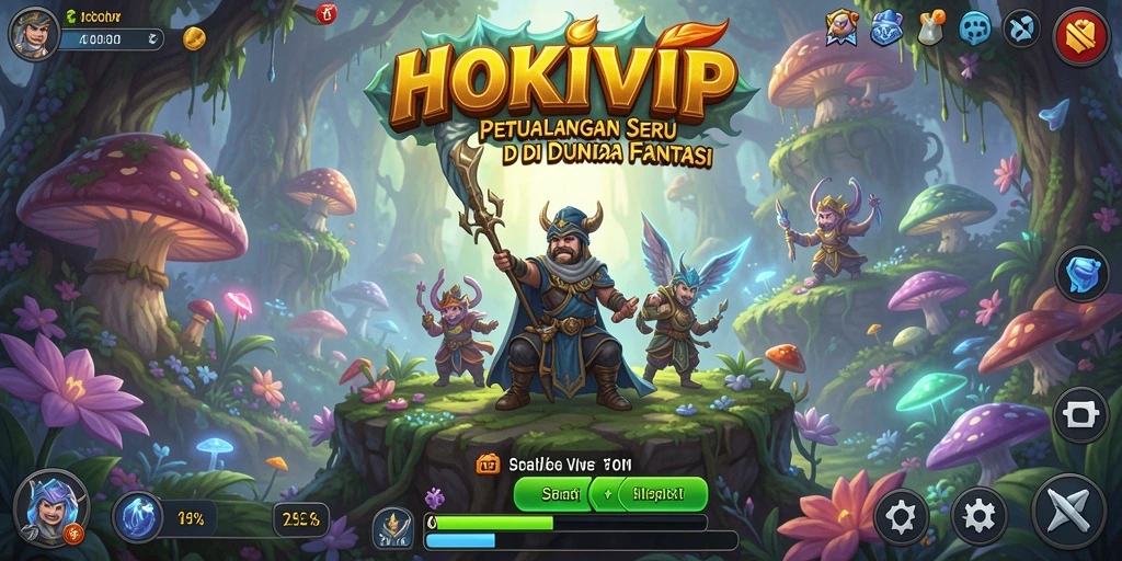 Screenshot HOKIVIP menampilkan petualangan di dunia fantastis dengan karakter beraksi.