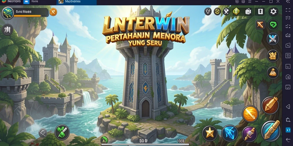 Screenshot utama LNTERWIN menampilkan aksi seru permainan Tower Defense.