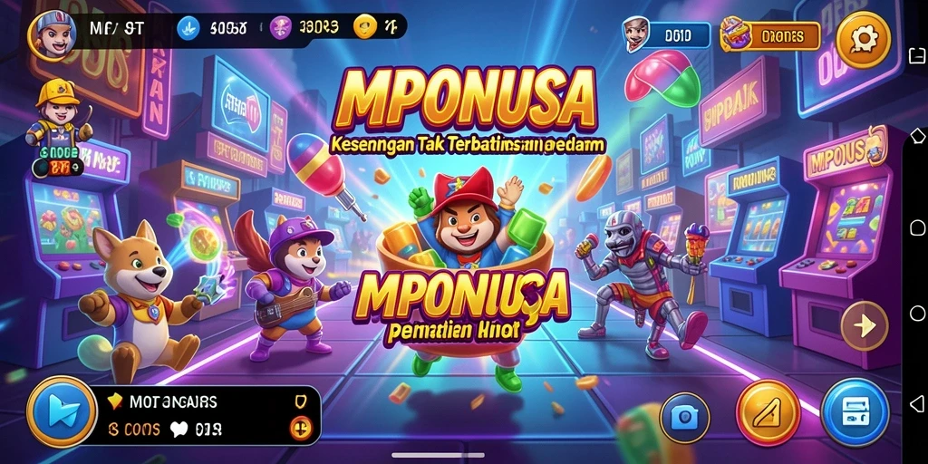Tampilan gameplay seru di MPONUSA dengan karakter unik dan grafik menarik.