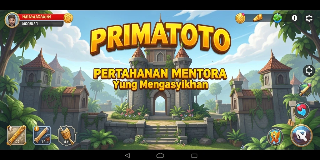 Tampilan seru dari gameplay PRIMATOTO dalam Tower Defense.