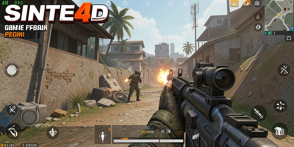 Tangkapan layar SINTE4D menampilkan intensitas pertempuran FPS yang mendebarkan.