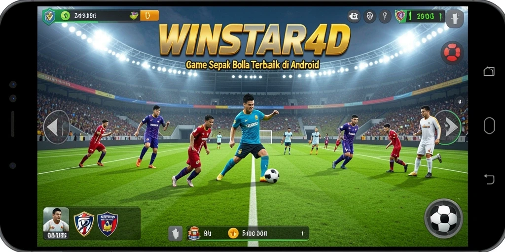 Tangkapan layar gameplay <strong>WINSTAR4D</strong> yang menampilkan aksi pertandingan sepak bola.